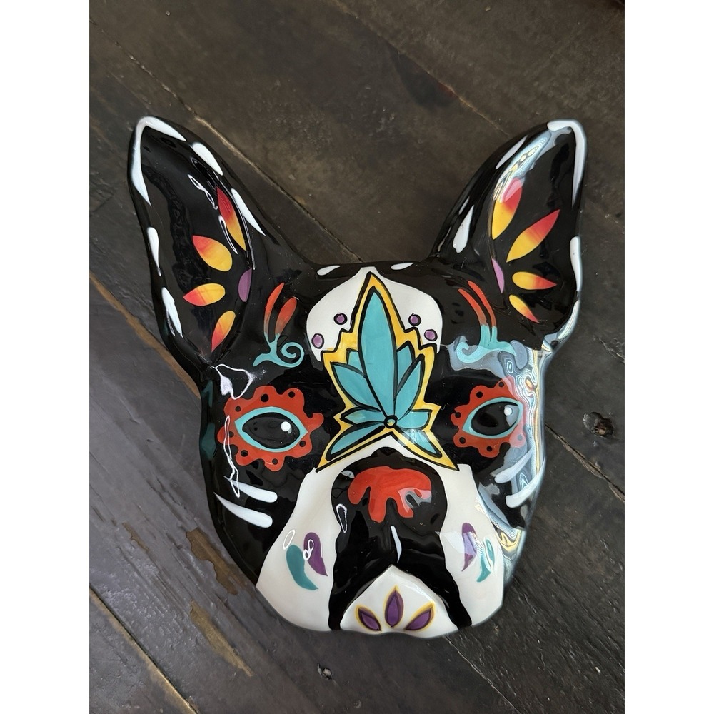 Blue Sky Clayworks Day of the Dead French Bulldog Wall Mask Hook Decor Wall Art